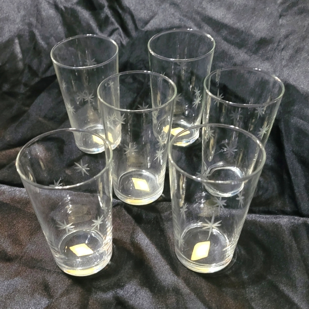 Vintage 50's MCM Glasses~Stardust~CG Quartex~Raido Brand~Fine Glass~Bar~Juice